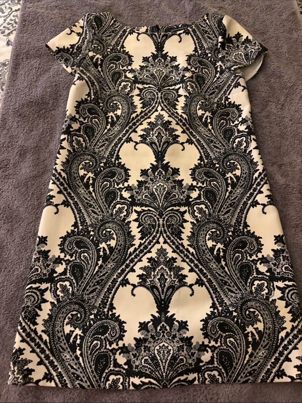 Zara Black and Cream Paisley Shift Dress